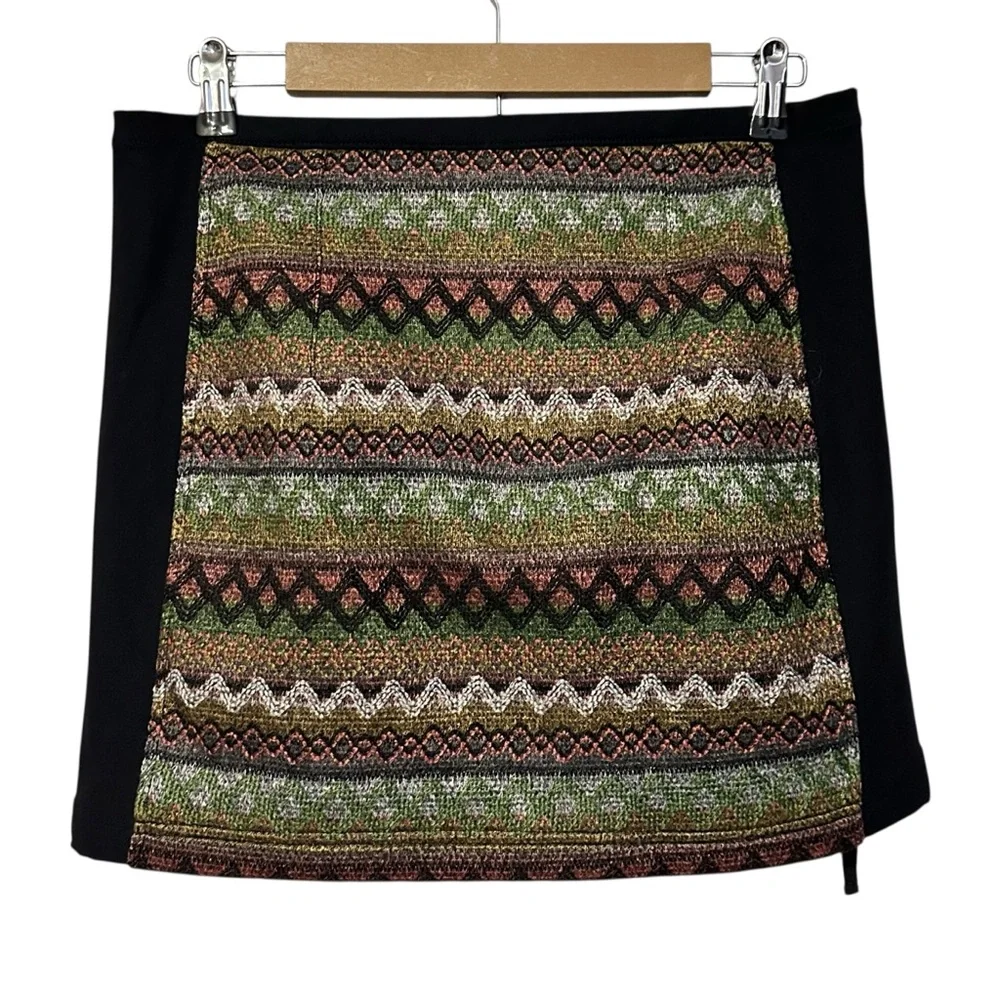 Skhoop Patsy Short Skirt Black Brown Green Woven Knit Sweden Scandinavian Size M - Picture 6 of 12